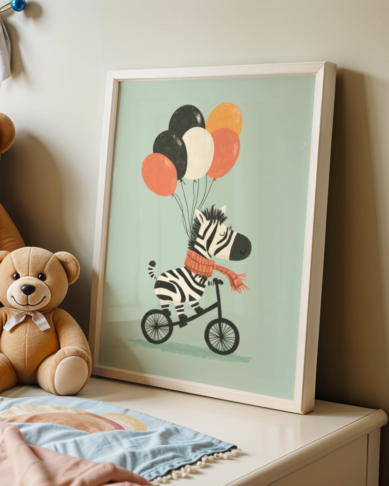 Bisikletli Zebra Poster