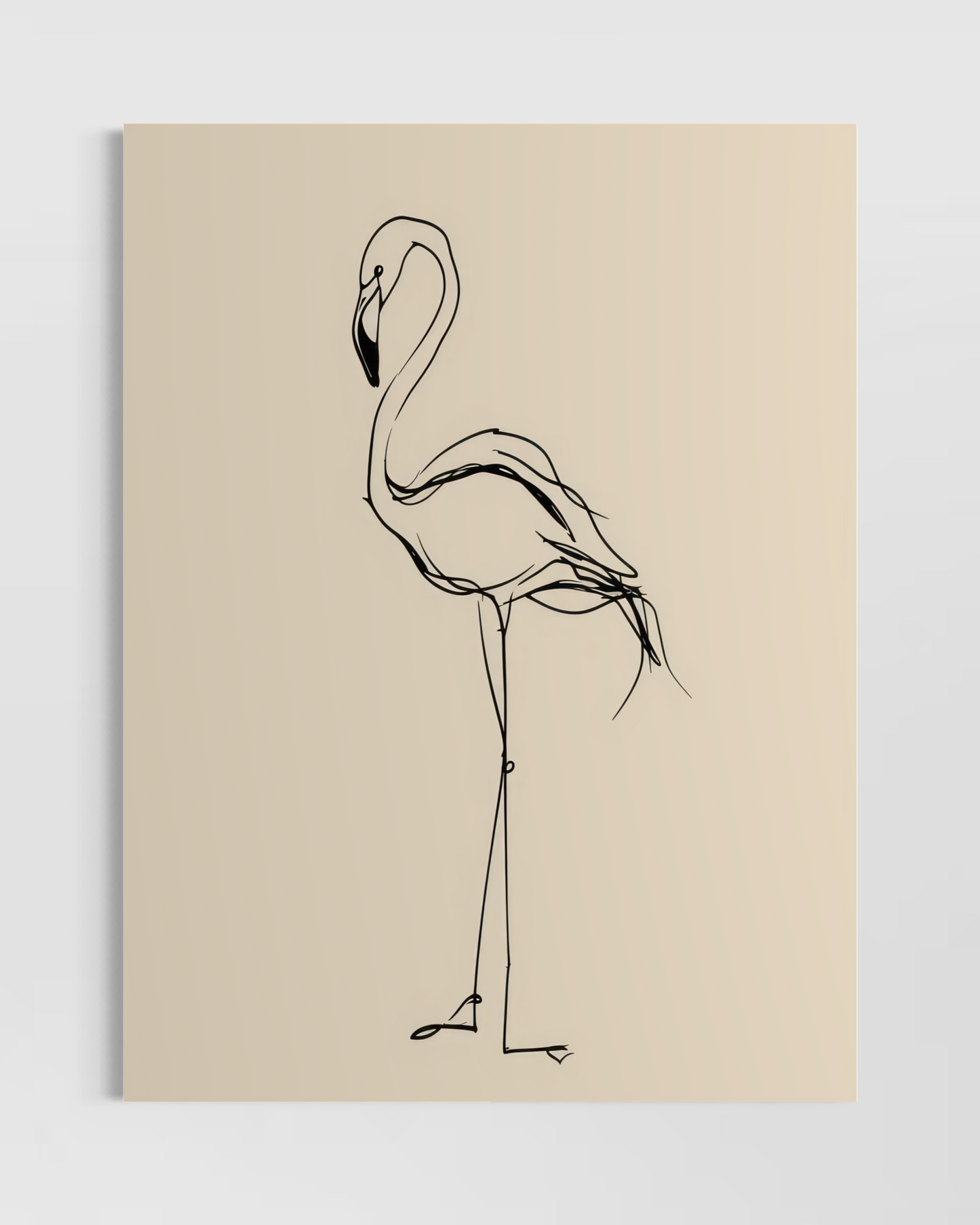 Çizgisel Flamingo Poster