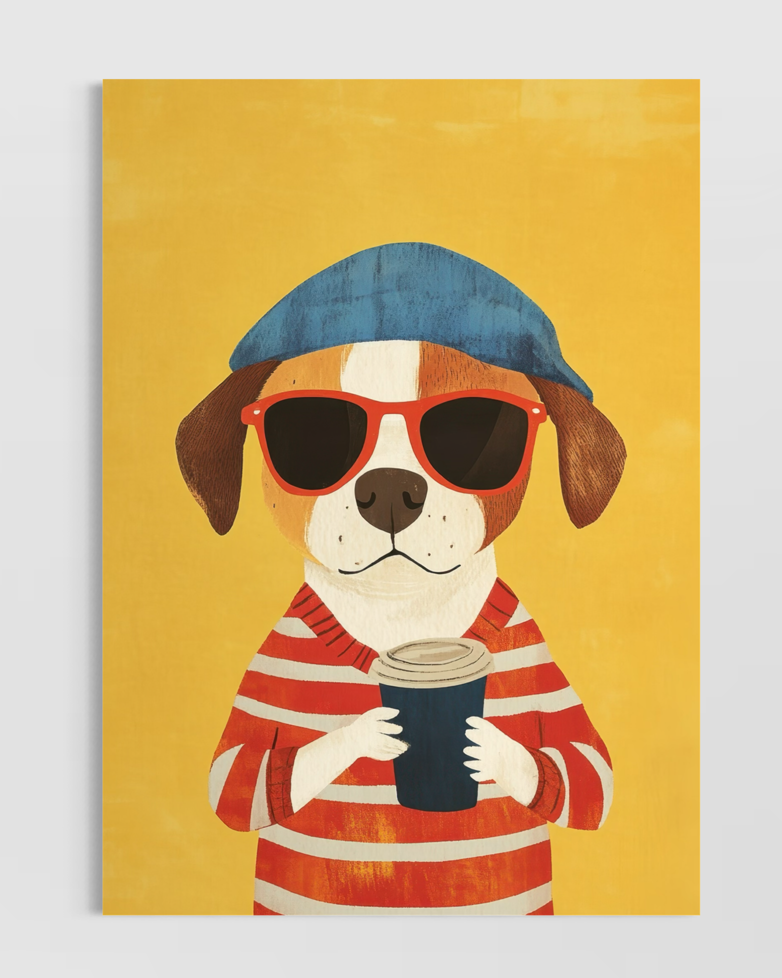 Kahve içen Köpek Poster