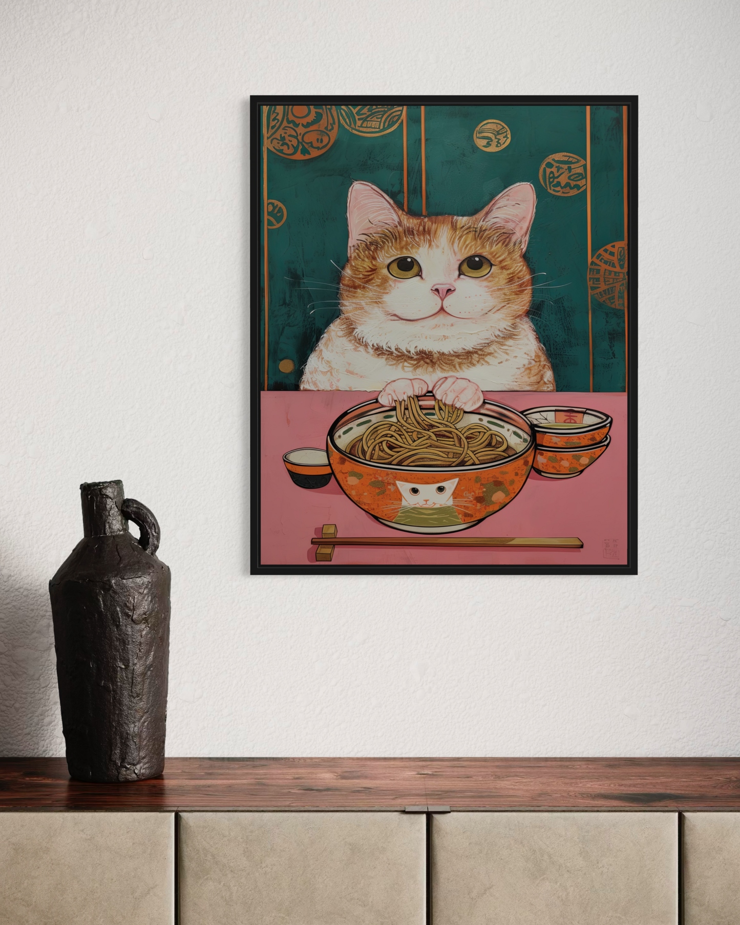 Cat and Noodle Poster