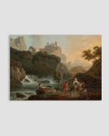 Claude Joseph Vernet - A Rocky Landscape with a Fisherman and Travellers Poster