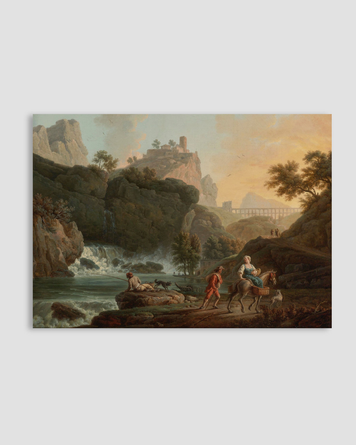 Claude Joseph Vernet - A Rocky Landscape with a Fisherman and Travellers Poster