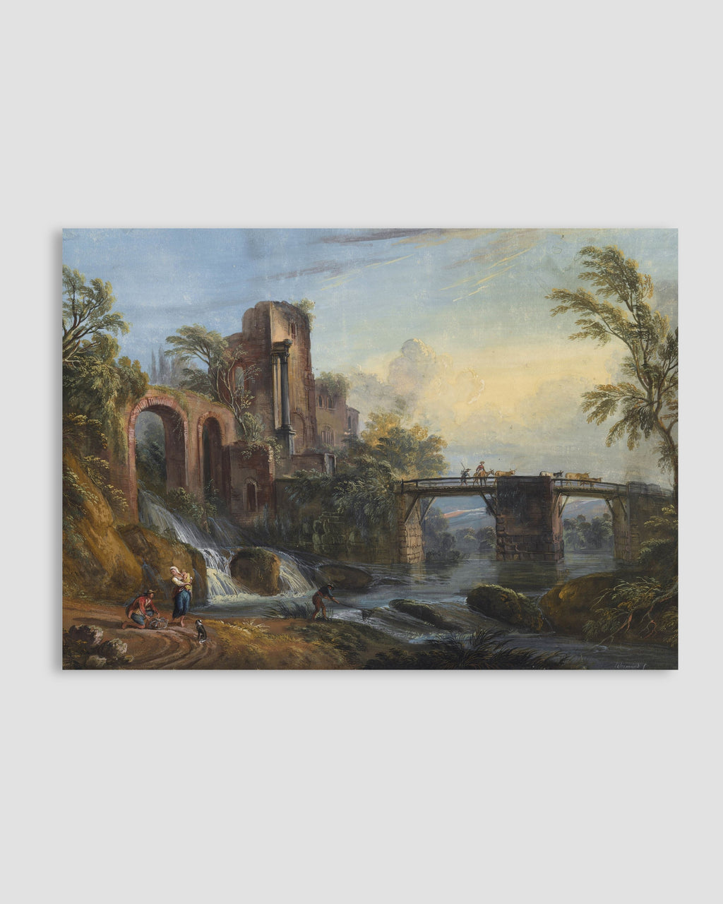 Jean Baptiste Lallemand - Dawn Landscape with Classical Ruins Poster