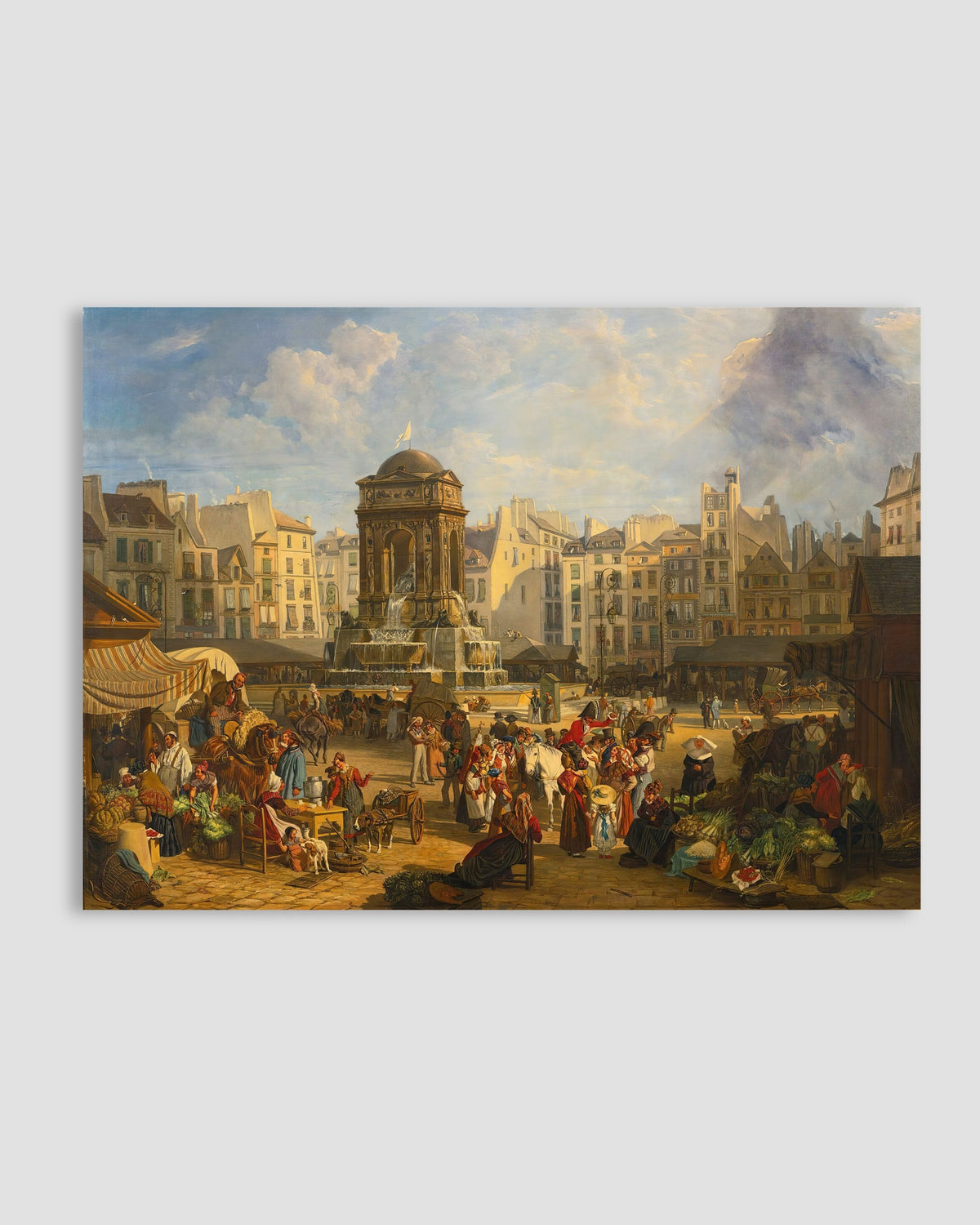 John James Chalon - View of the Market and Fontaine des Innocents, Paris Poster