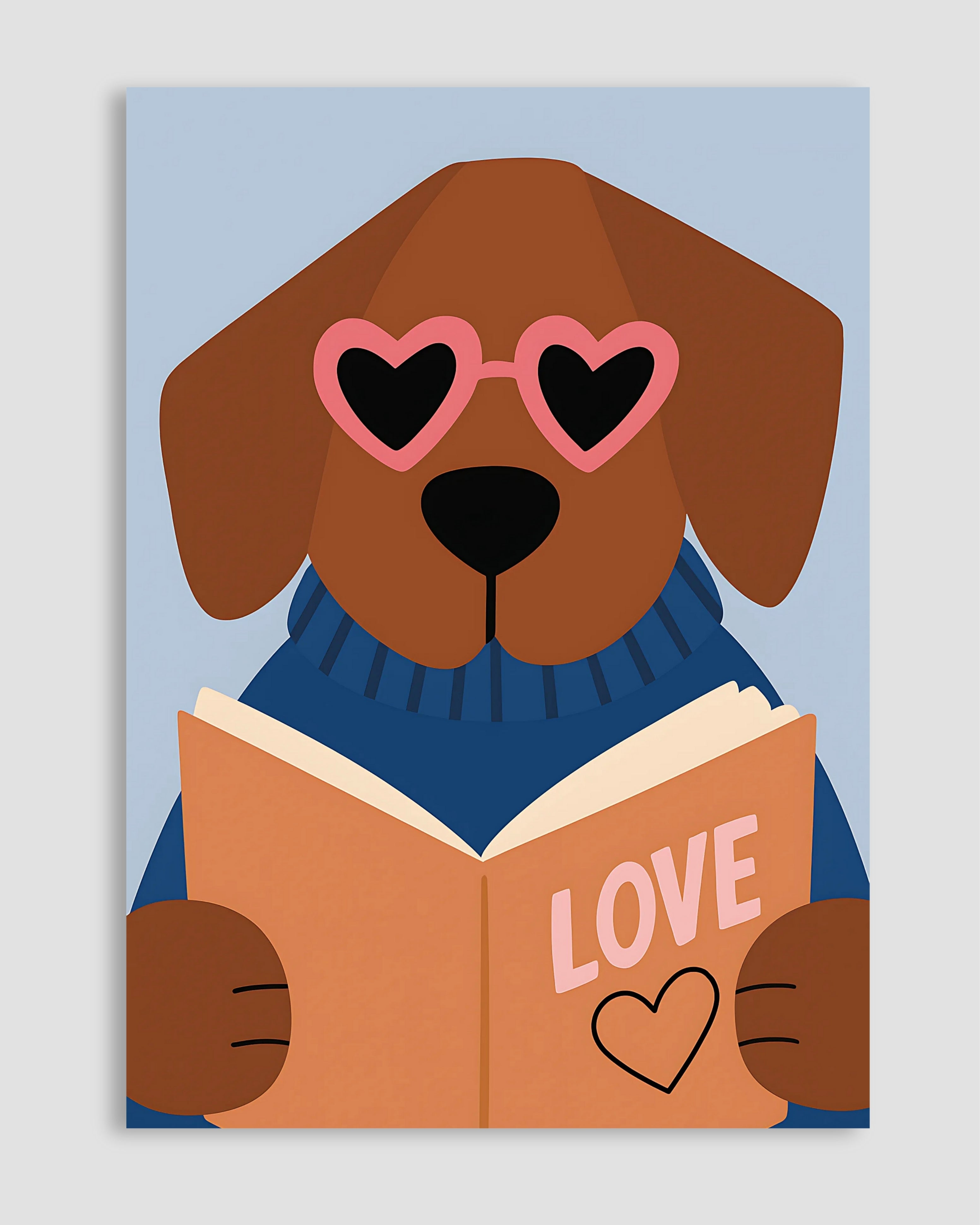 Kitap Okuyan Köpek Poster