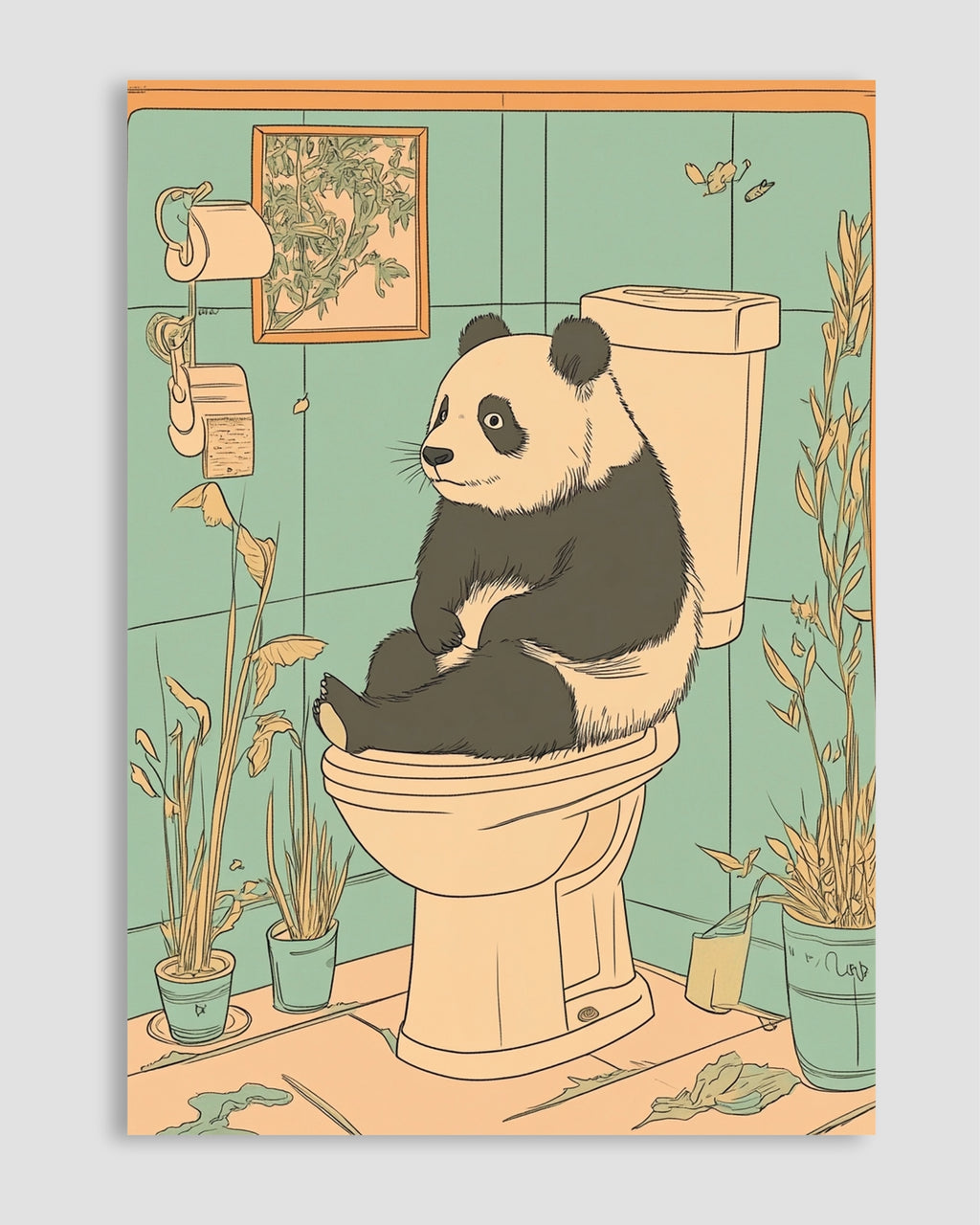Panda Sitting On The Toilet Poster