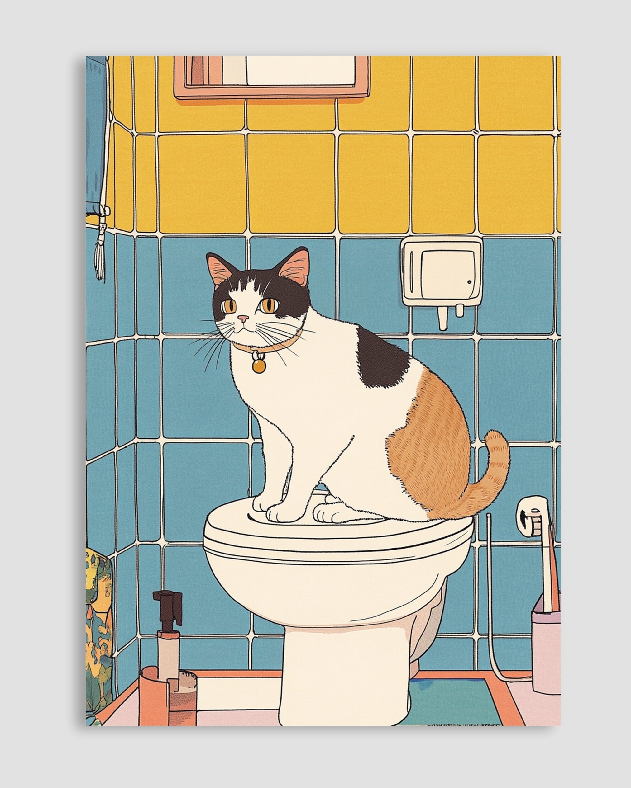 Cat In The Bathroom Poster