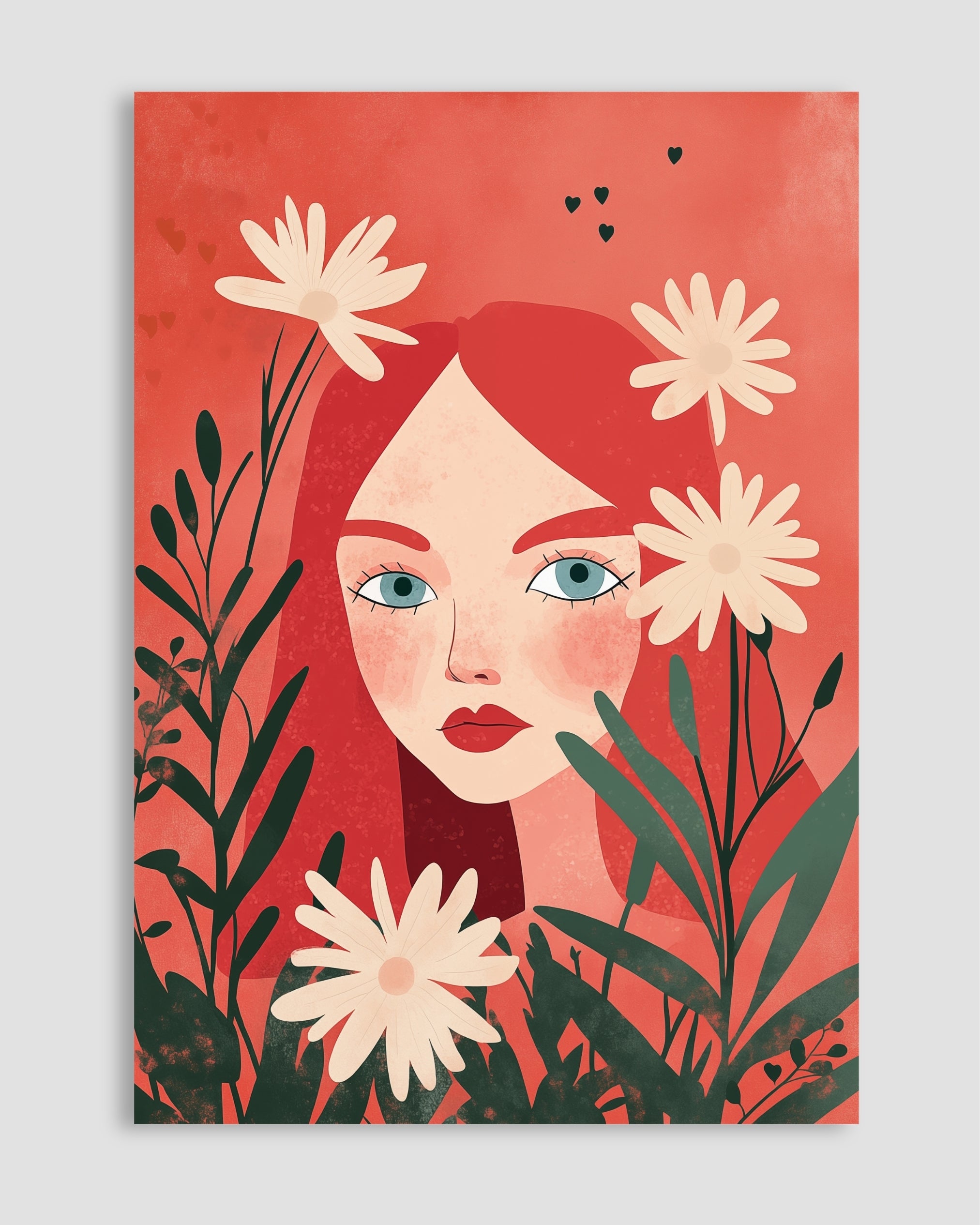 Çiçekli Portre Poster