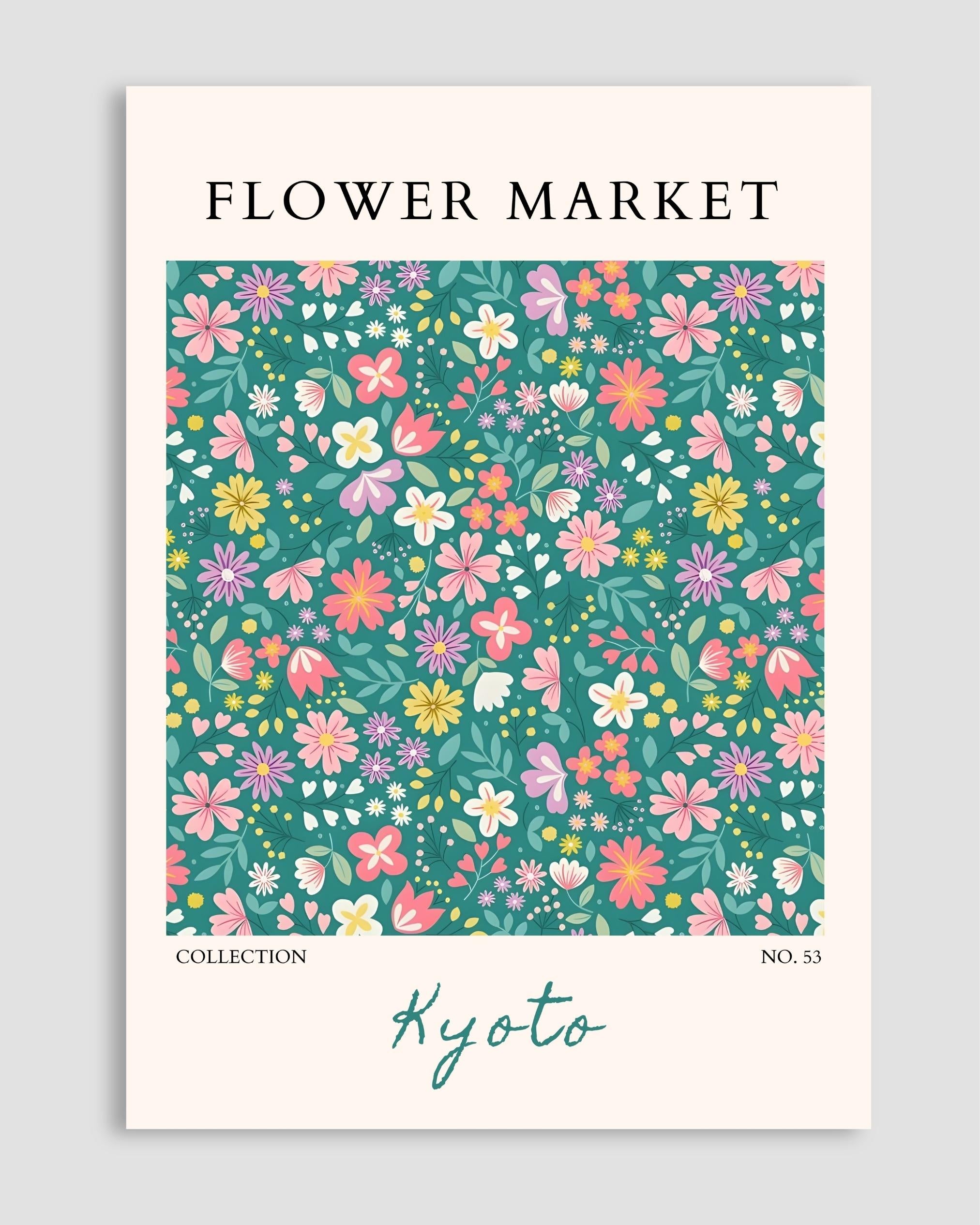 Flower Market Kyoto Poster