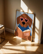 Kitap Okuyan Köpek Poster