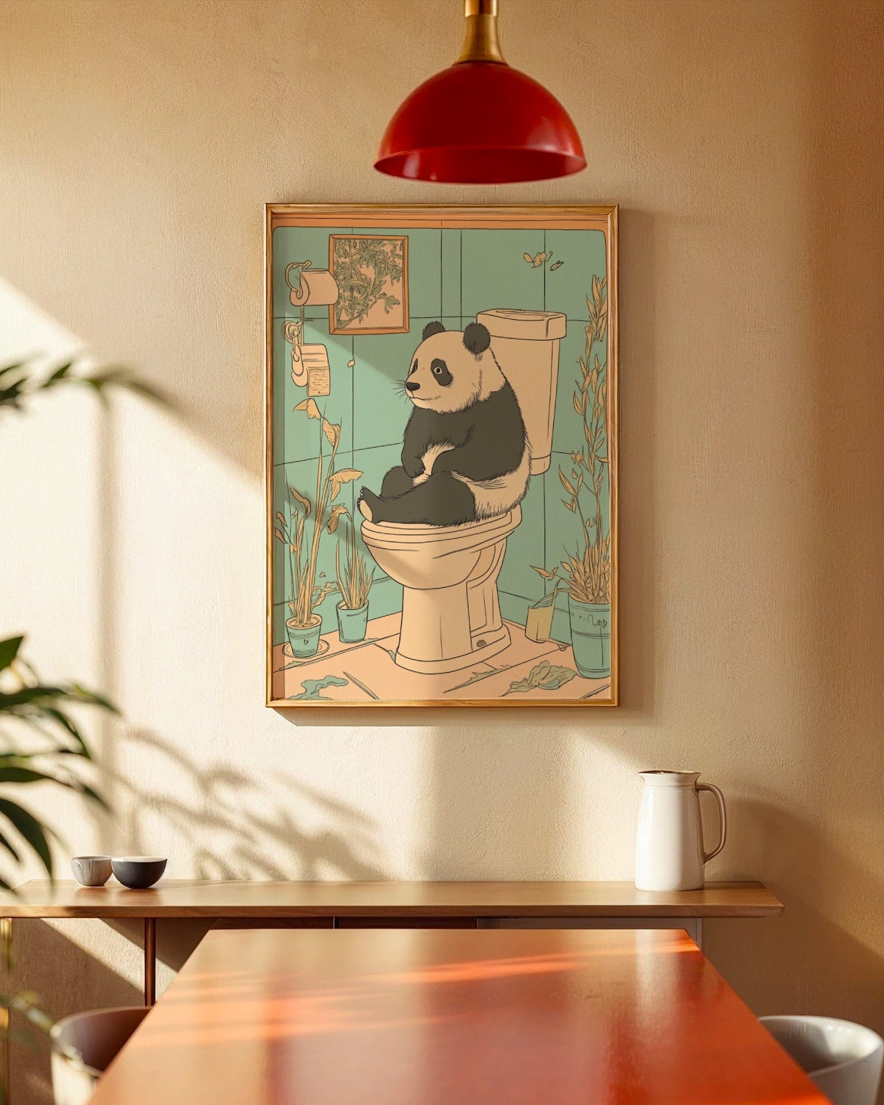 Panda Sitting On The Toilet Poster