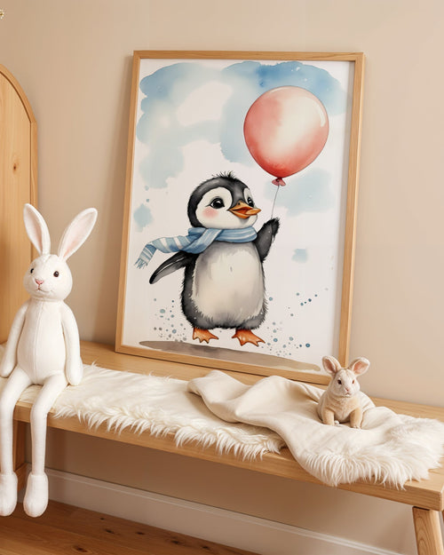 Balonlu Penguen Poster