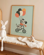 Bisikletli Zebra Poster