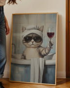 Cat With Wine Poster