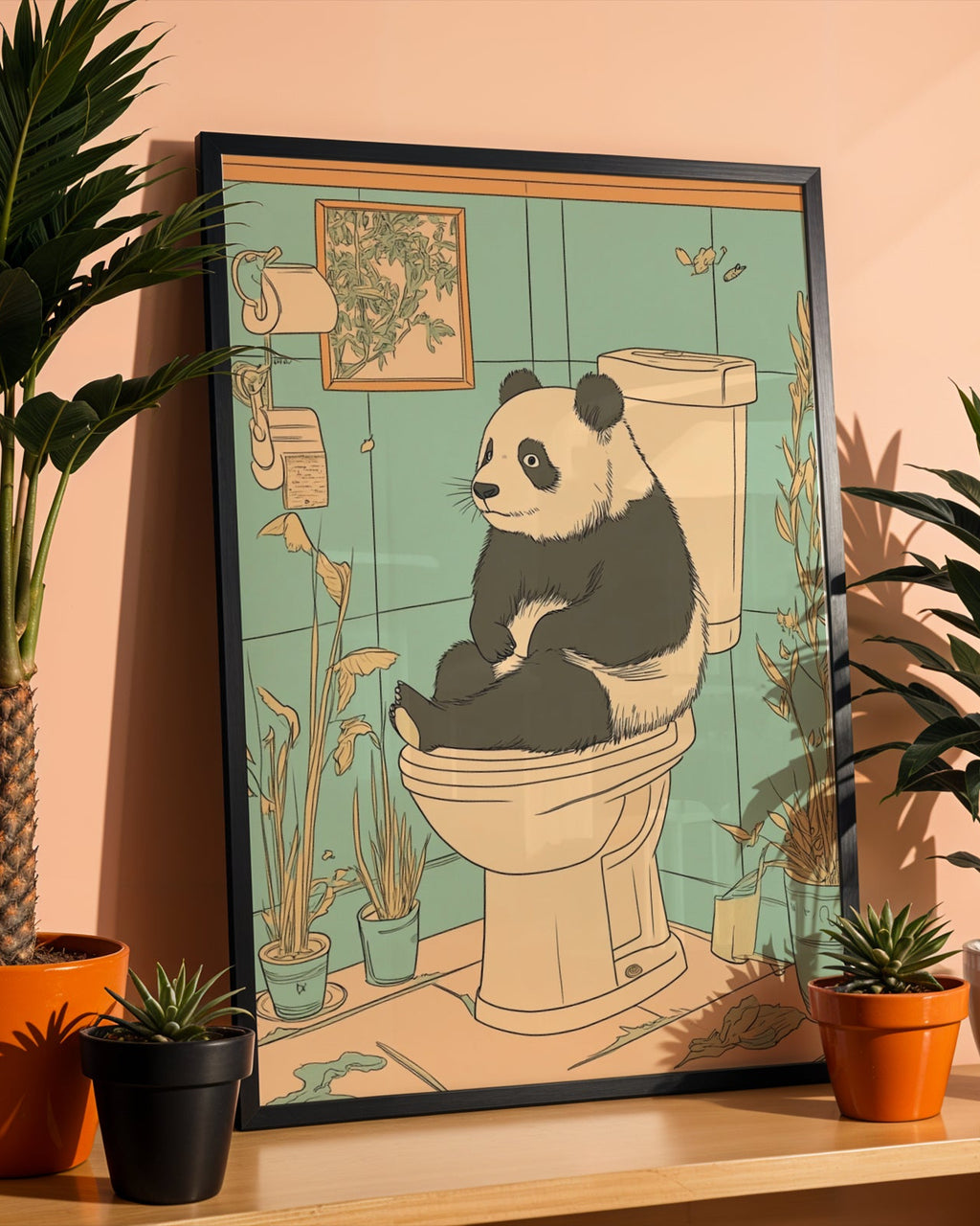 Panda Sitting On The Toilet Poster