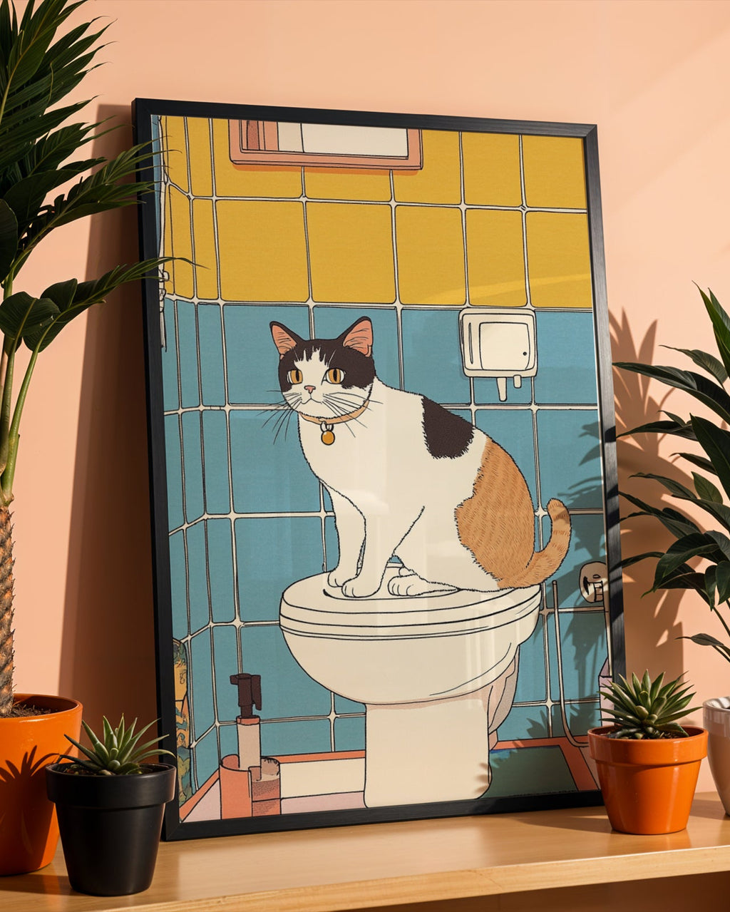 Cat In The Bathroom Poster