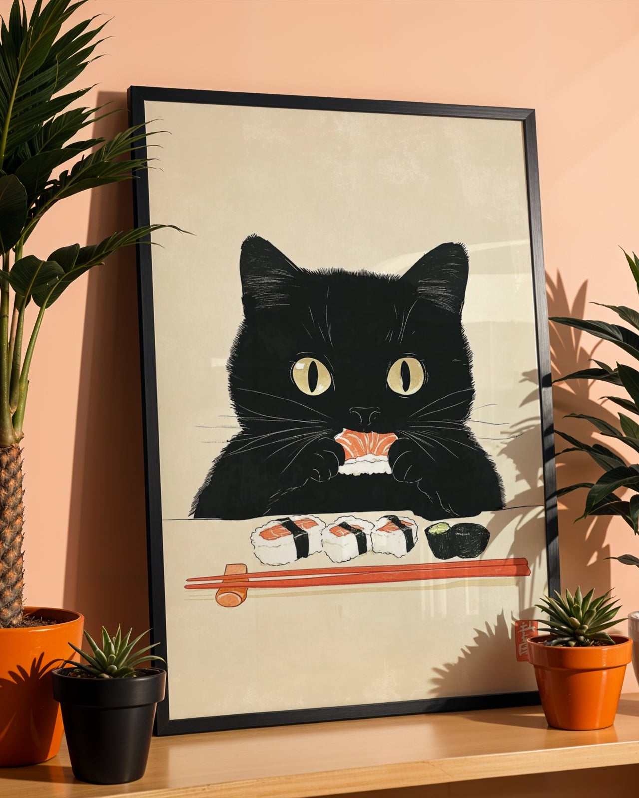 Sushi Yiyen Kara Kedi Poster