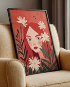 Çiçekli Portre Poster