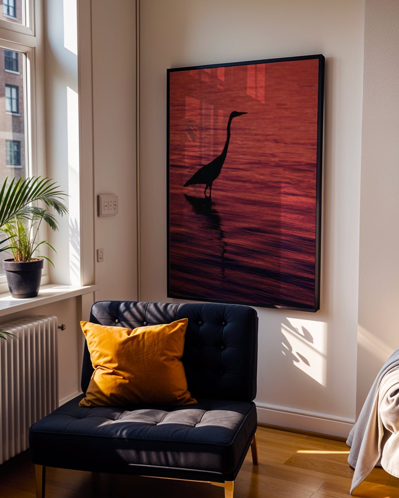 Günbatımında Flamingo Poster