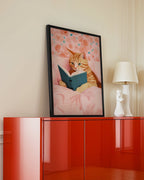Kitap Okuyan Kedi Poster