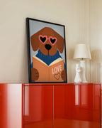 Kitap Okuyan Köpek Poster