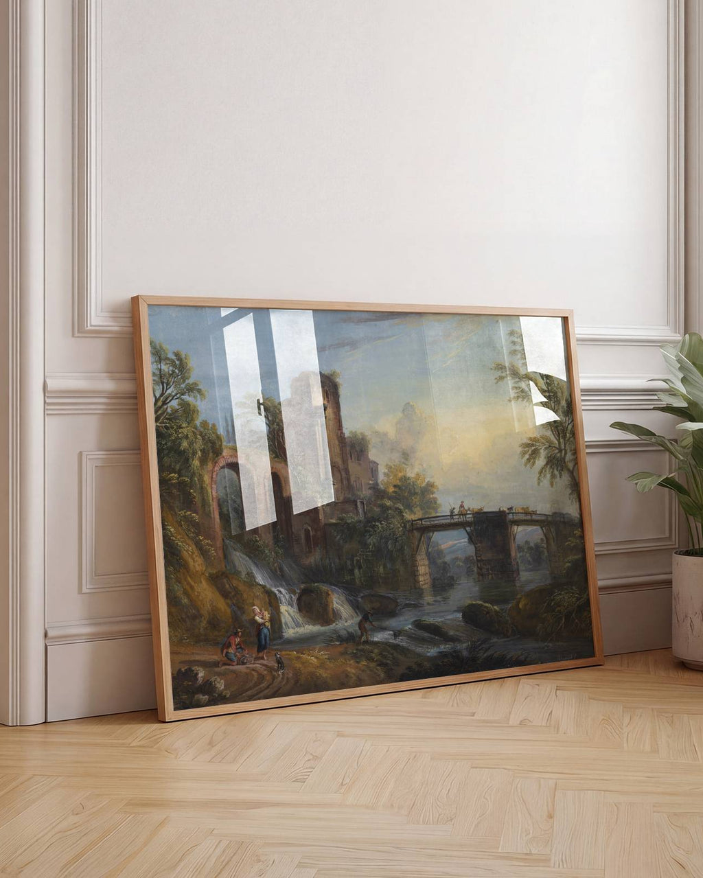 Jean Baptiste Lallemand - Dawn Landscape with Classical Ruins Poster