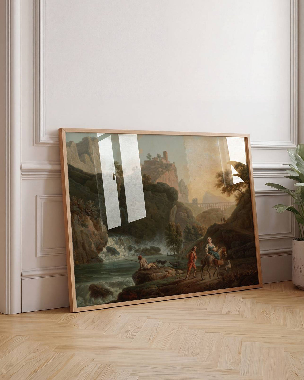 Claude Joseph Vernet - A Rocky Landscape with a Fisherman and Travellers Poster