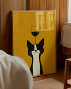 Cat with Wine Poster