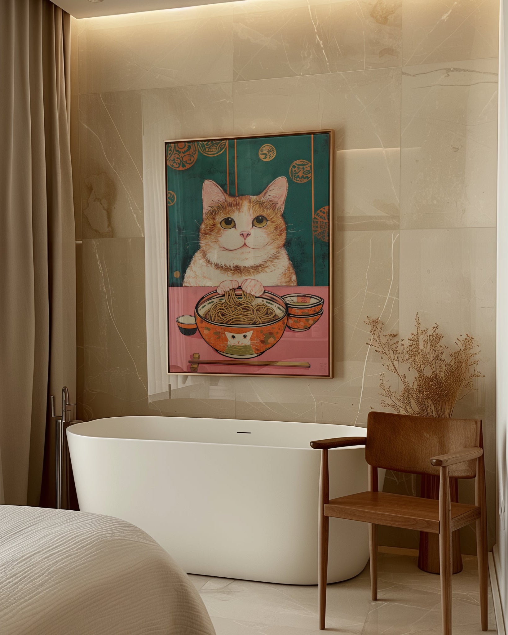 Cat and Noodle Poster