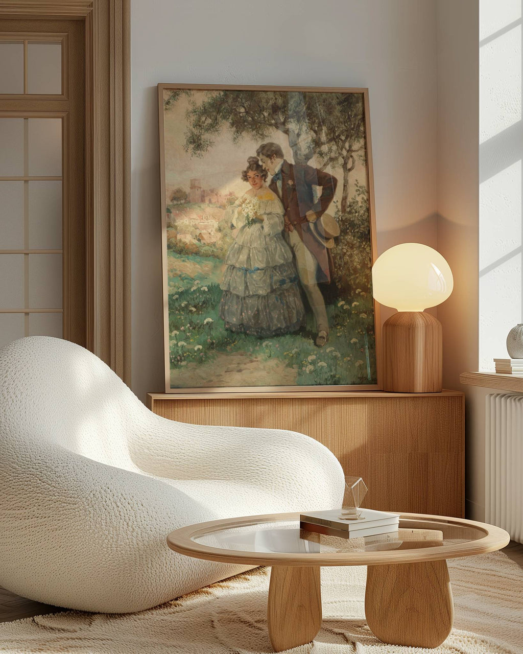 Rudolf Alfred Hoger - Kaerestepar Under Traeet. I Baggrunden Byen Durnstein Poster