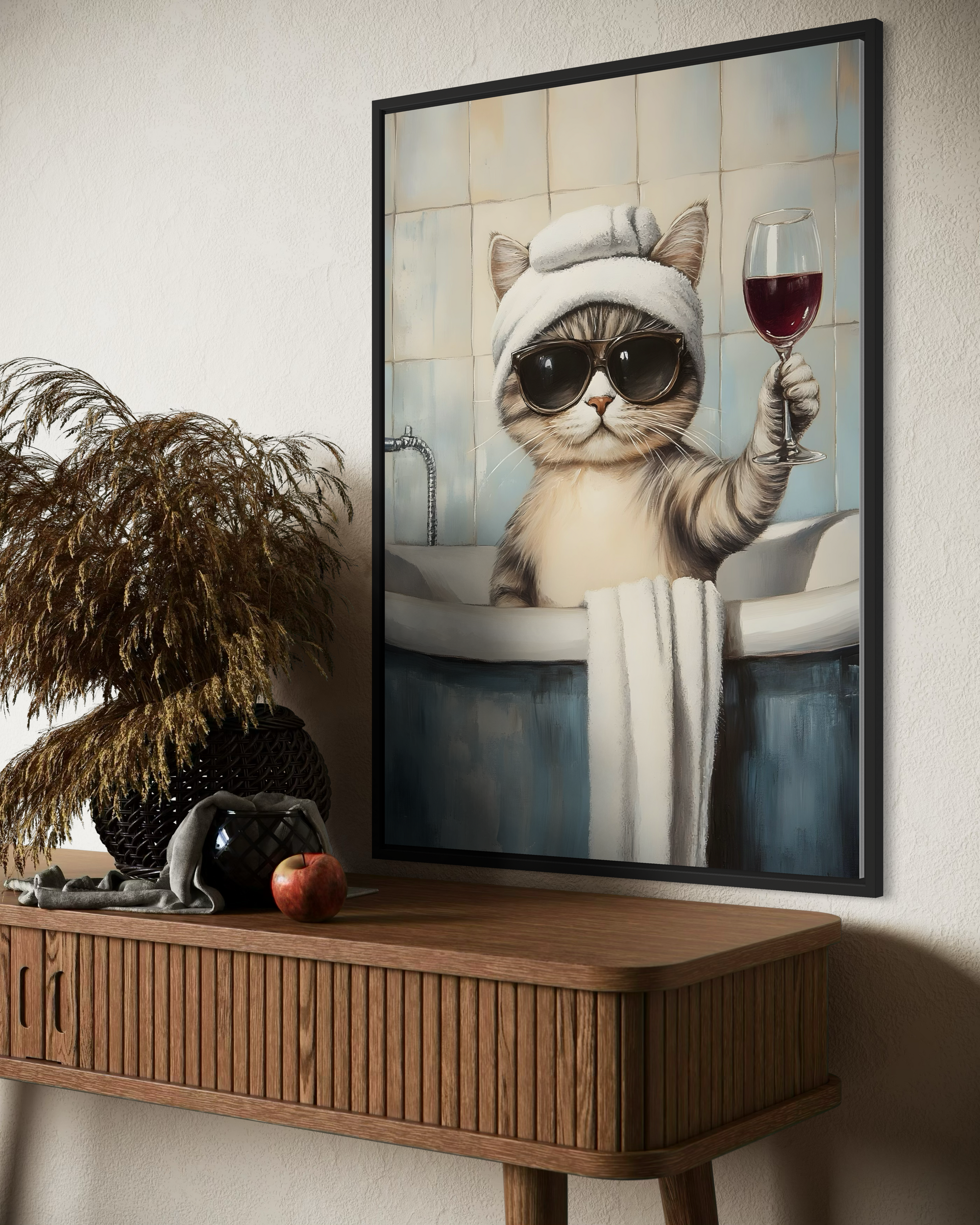 Cat With Wine Poster