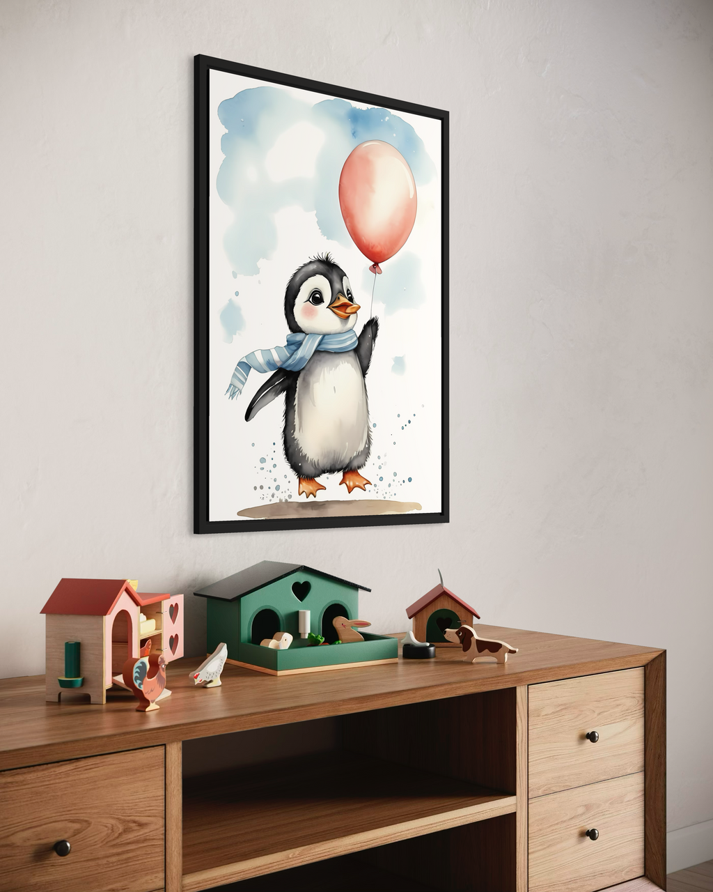Balonlu Penguen Poster