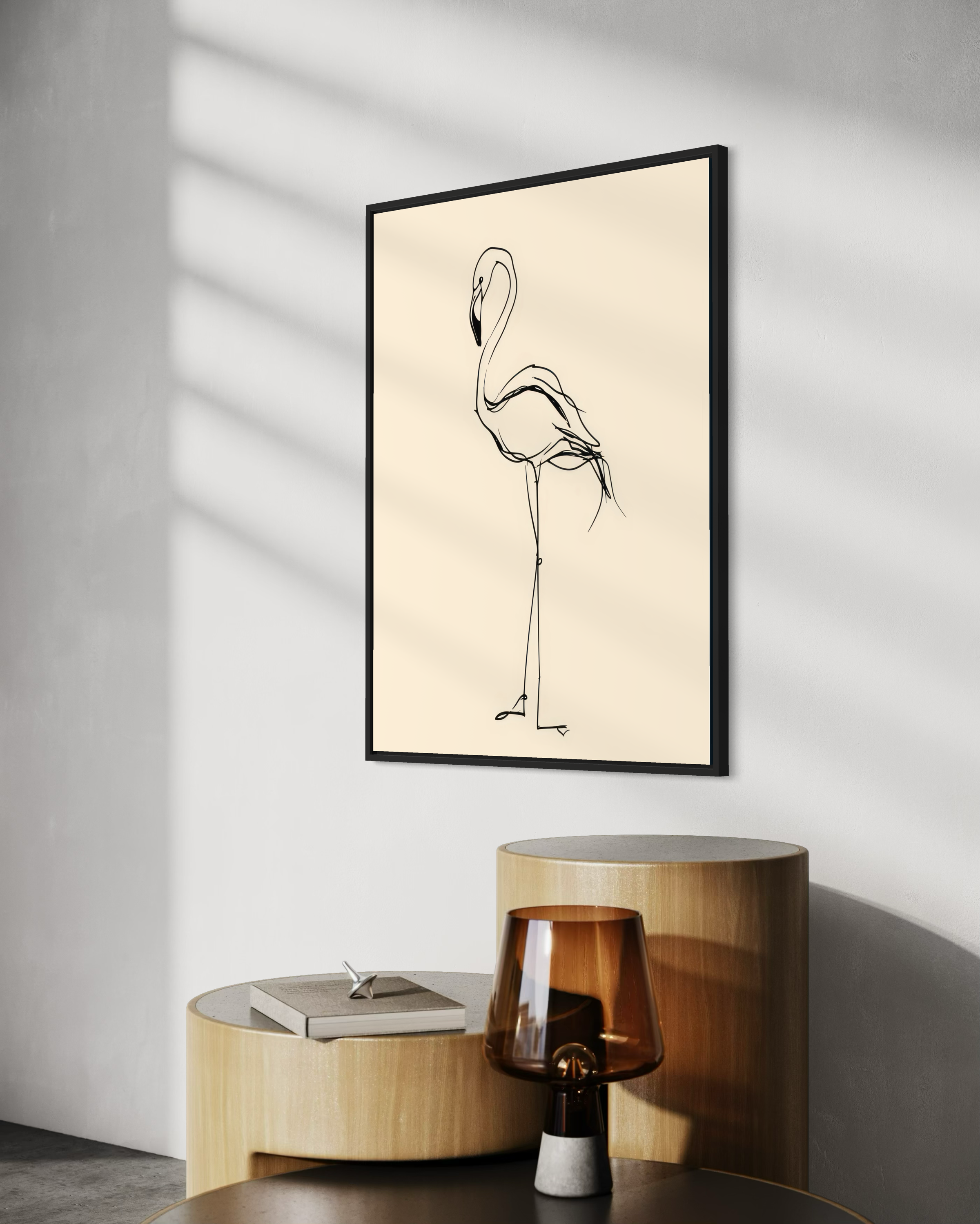 Çizgisel Flamingo Poster