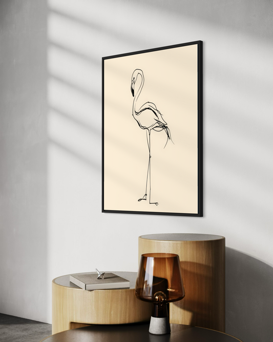 Çizgisel Flamingo Poster