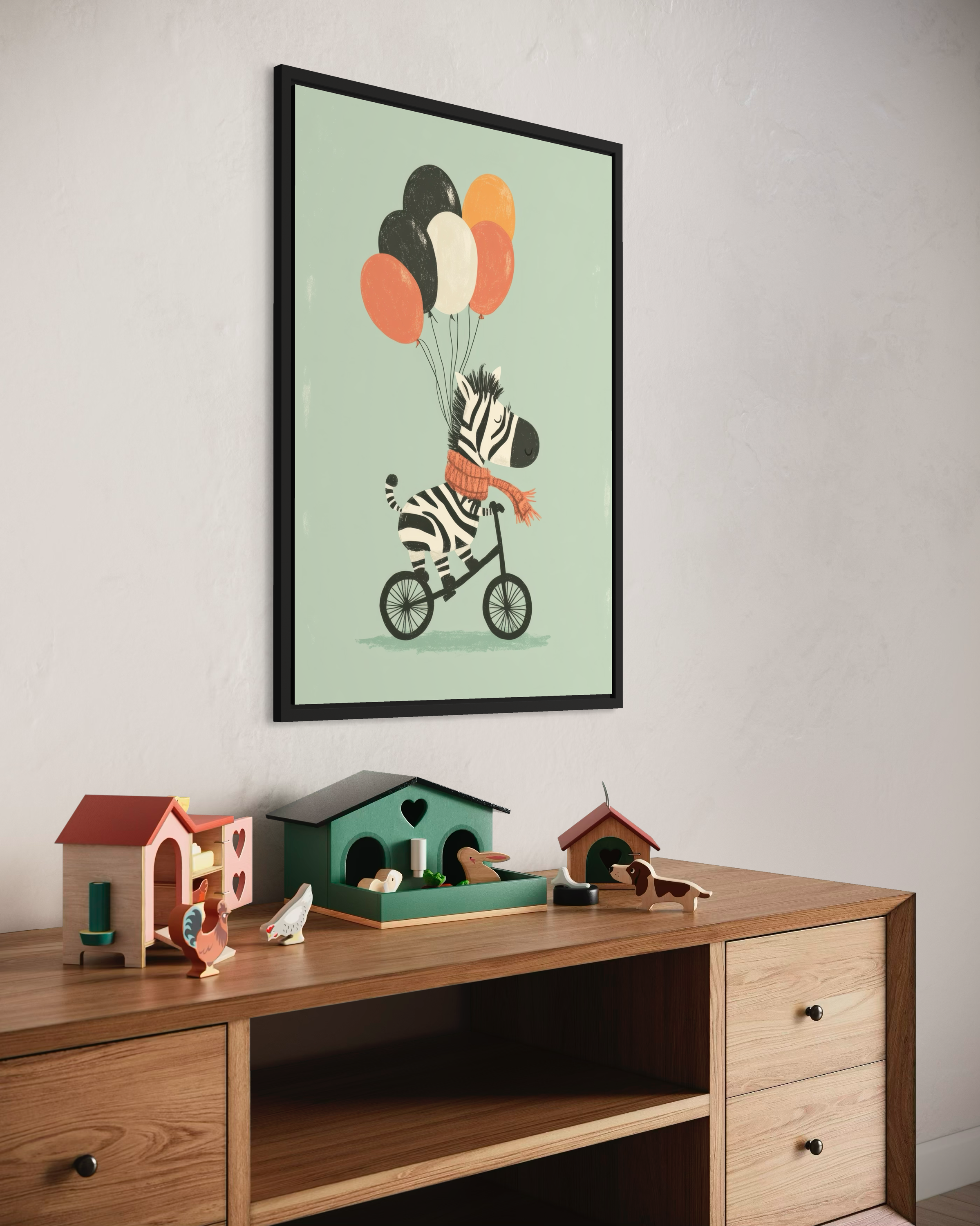 Bisikletli Zebra Poster