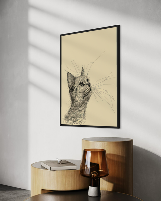 Çizgisel Kedi Poster
