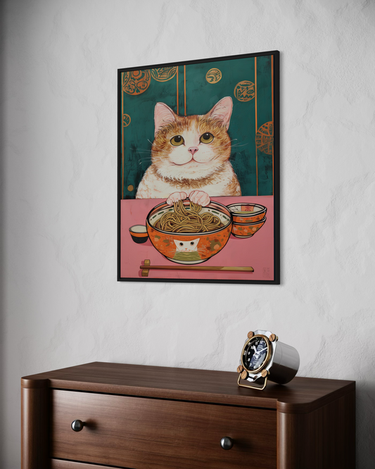 Cat and Noodle Poster