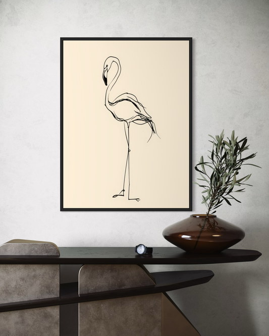 Çizgisel Flamingo Poster