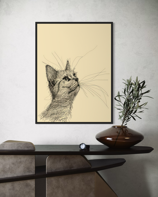 Çizgisel Kedi Poster