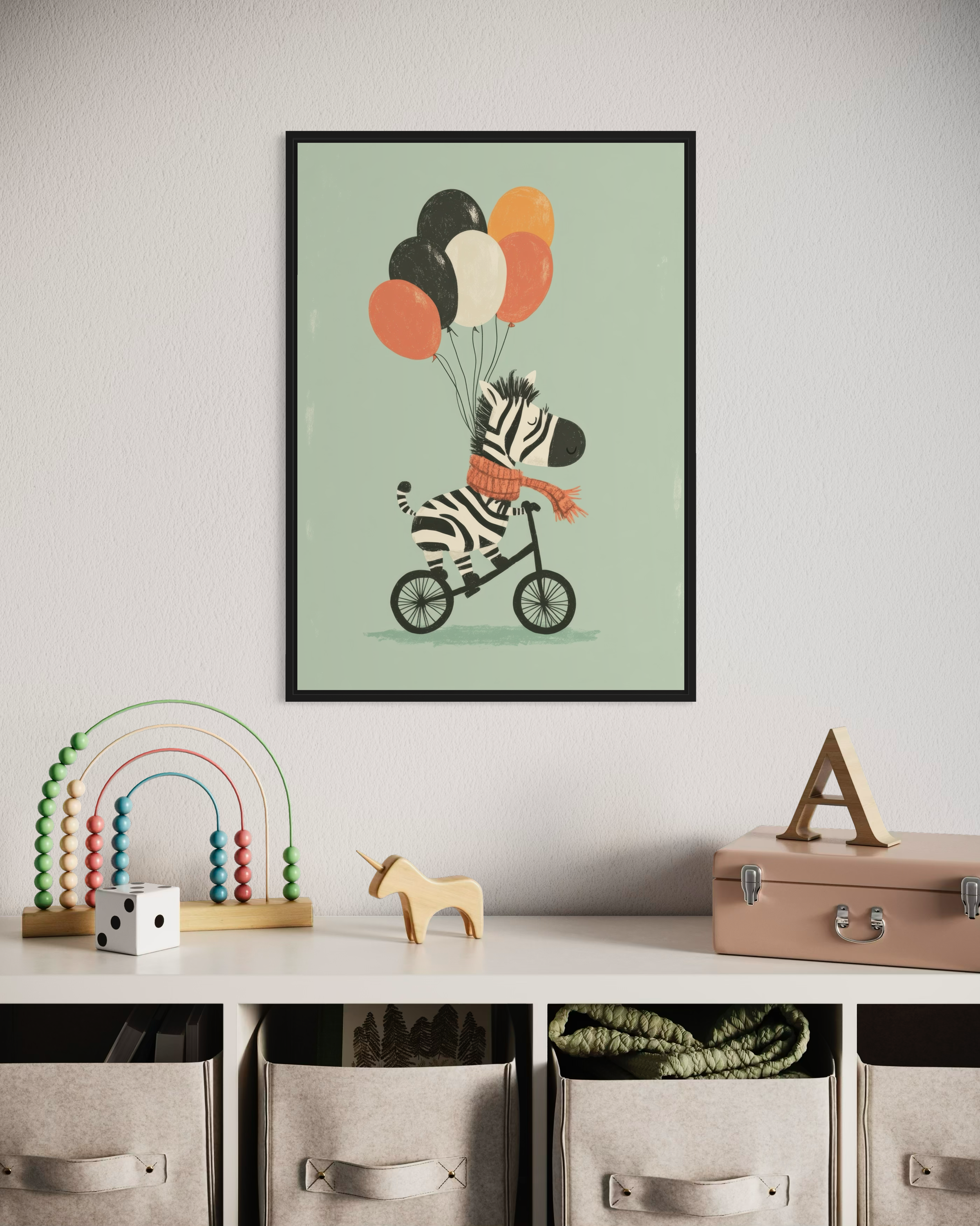 Bisikletli Zebra Poster
