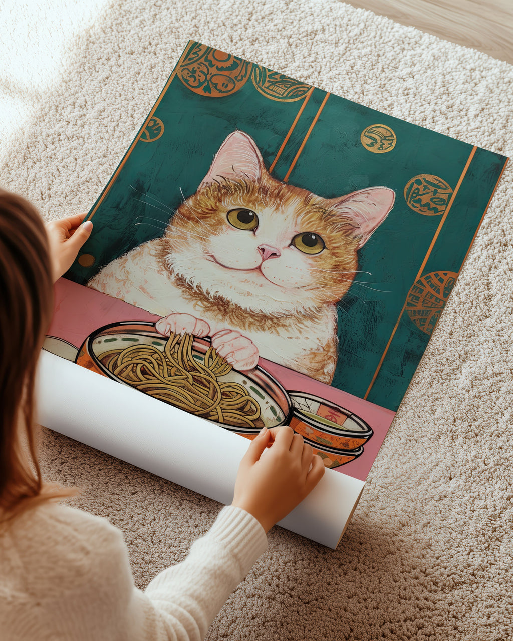 Cat and Noodle Poster