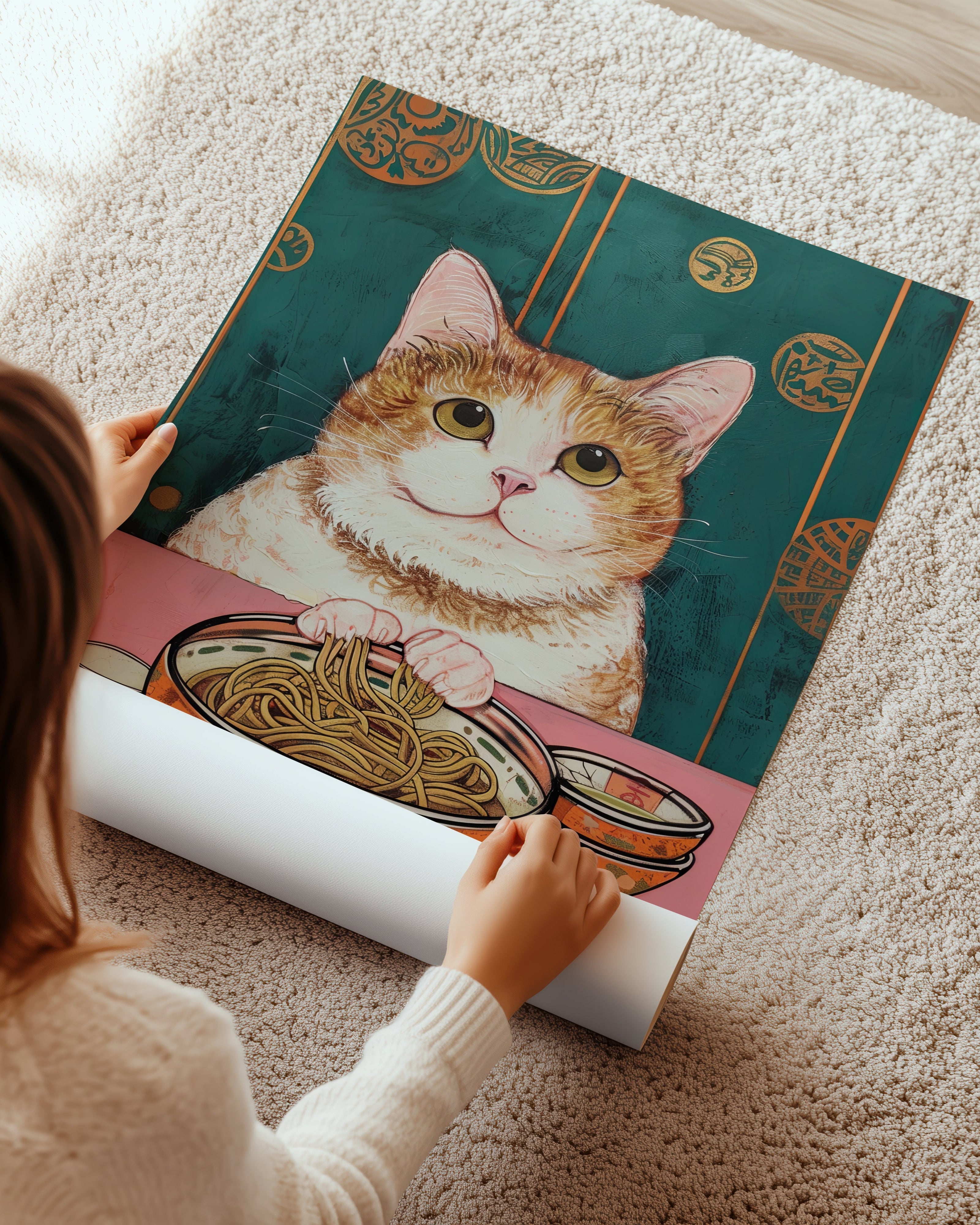Cat and Noodle Poster
